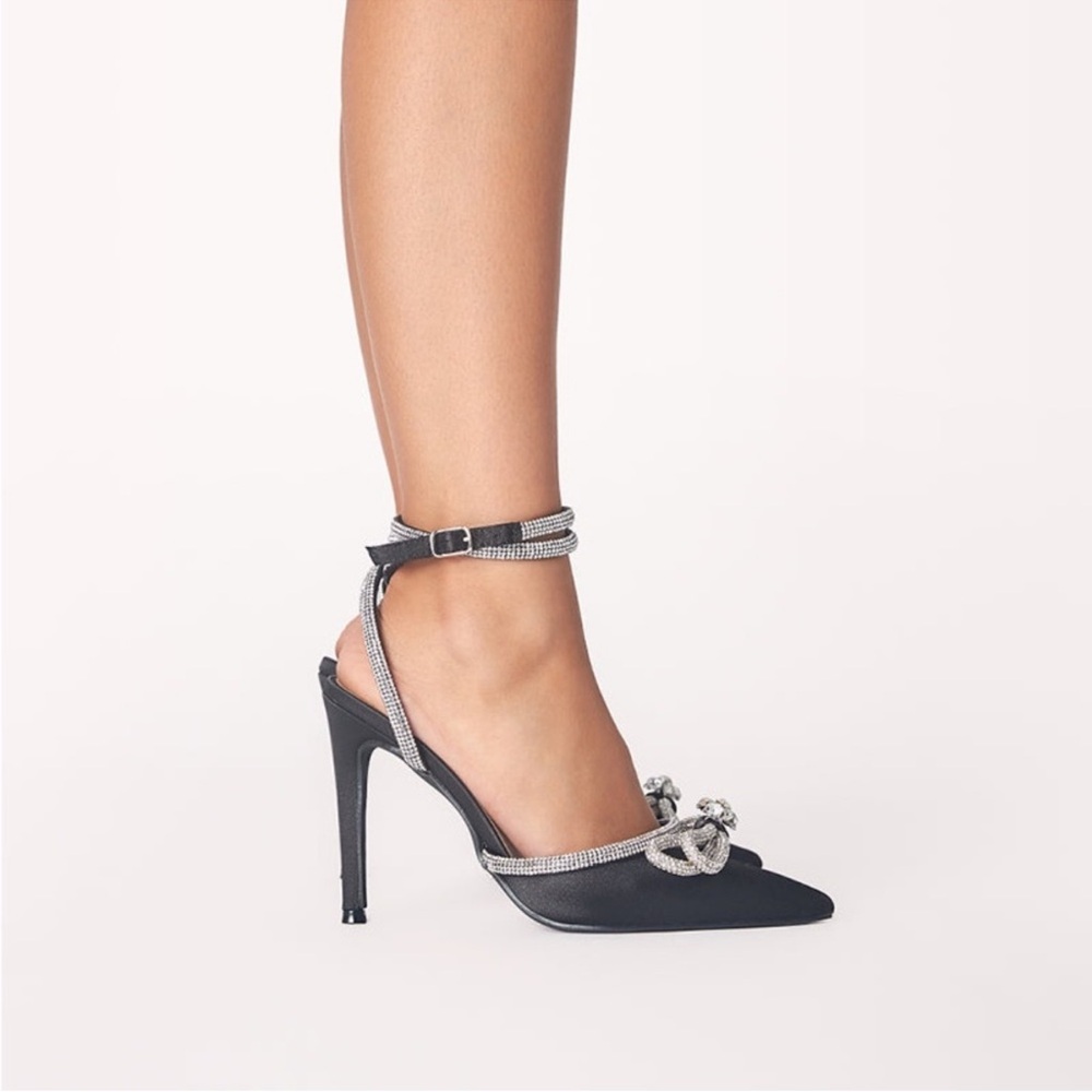 Bilini Black Satin Heels
